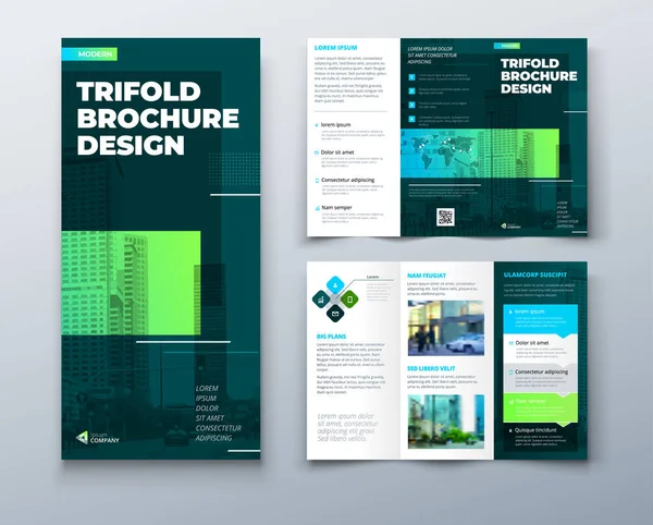 Tri Fold Brožura Design Geometrickými Jednoduchými Tvary Čar Firemní Obchodní — Stockový vektor