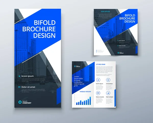 Eenvoudig Vouw Brochure Ontwerp Met Stijlvolle Eenvoudige Vierkante Vormen Corporate — Stockvector
