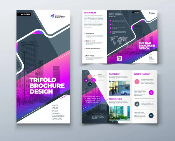 Creatieve Tri Vouw Brochure Ontwerp Met Lijn Vormen Corporate Business — Stockvector