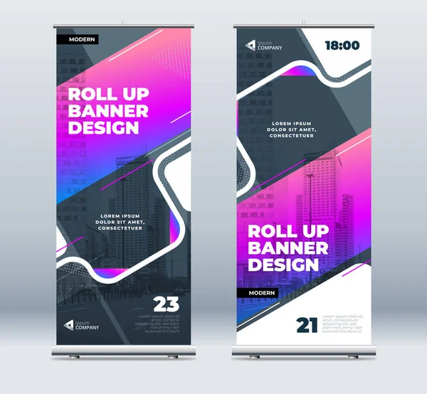 Zakelijk Stijlvolle Roll Banner Abstract Rol Achtergrond Voor Bedrijfspresentatie Verticaal — Stockvector