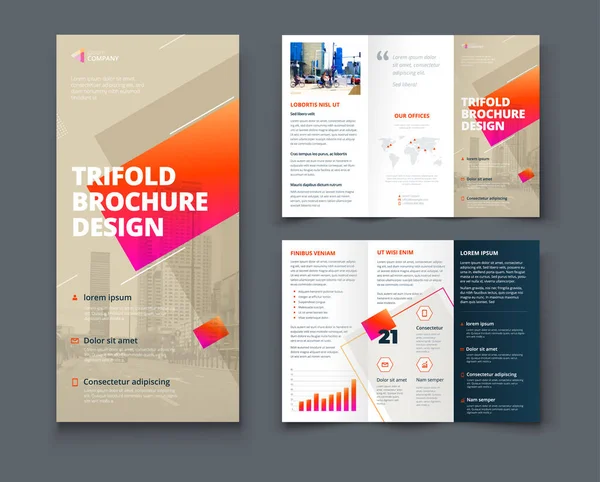 Creatieve Tri Vouw Brochure Ontwerp Met Lijn Vormen Corporate Business — Stockvector