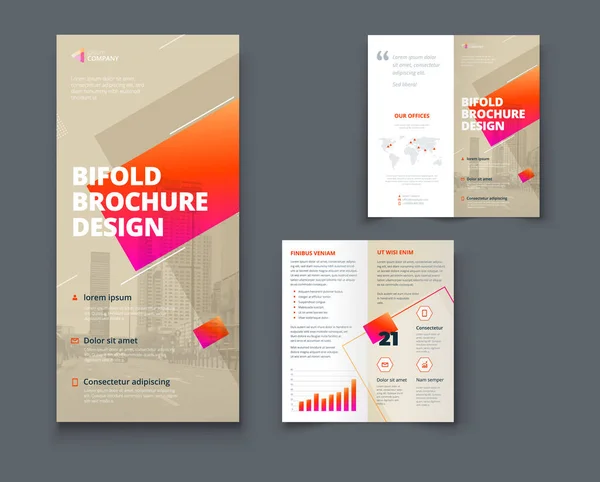 Fold Broschyr Design Med Färgglada Snygga Fyrkantiga Former Företags Business — Stock vektor
