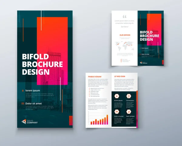Fold Broschyr Design Med Färgglada Snygga Fyrkantiga Former Företags Business — Stock vektor