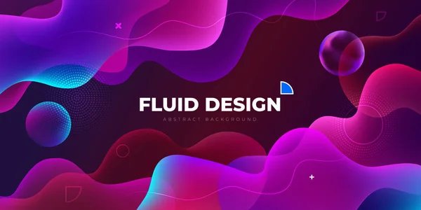 Liquid Background Design Bright Purple Colours Fluid Gradient Shapes Composition — Stock Vector