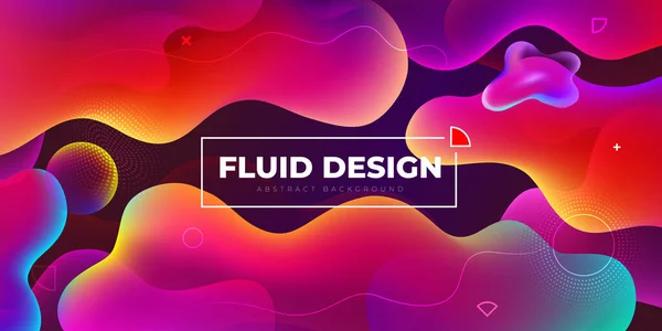 Liquid Background Design Bright Purple Colours Fluid Gradient Shapes Composition — Stock Vector