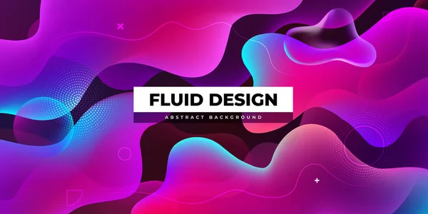 Liquid Background Design Bright Purple Colours Fluid Gradient Shapes Composition — Stock Vector