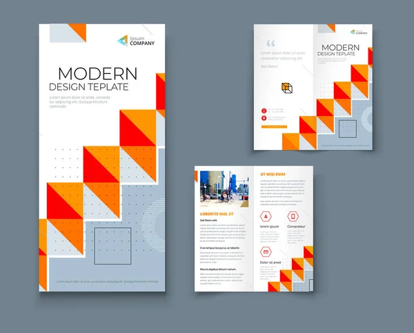 Eenvoudig Vouw Brochure Ontwerp Met Lijn Vormen Corporate Business Template — Stockvector