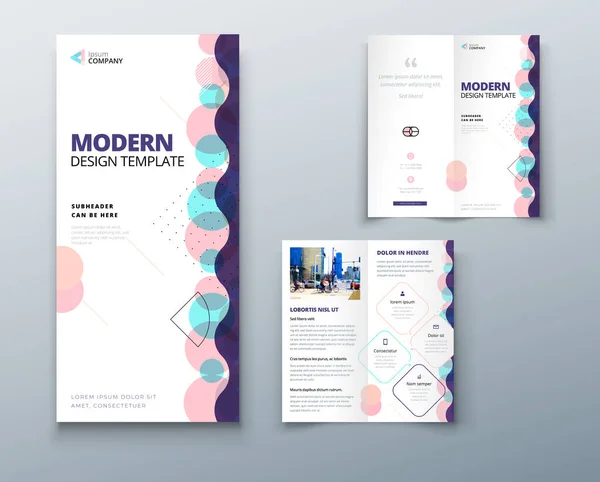 Design Simples Brochura Bifold Com Formas Linha Modelo Negócio Corporativo — Vetor de Stock