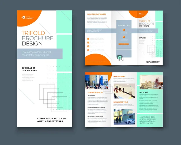 Tri Vouw Brochure Ontwerp Met Lijnvormen Corporate Business Template Voor — Stockvector