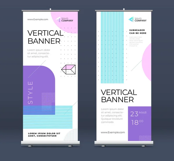 Business Roll Banners Roll Presentation Vertical Roll Stand Exhibition Display — Stock Vector