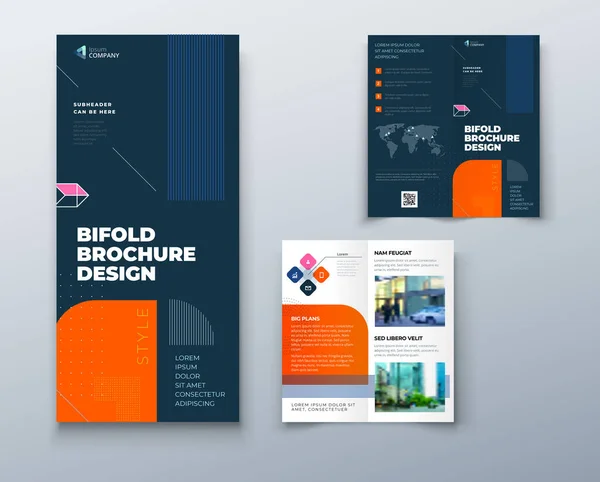 Fold Brochure Design Con Forme Linea Modello Business Aziendale Volantino — Vettoriale Stock