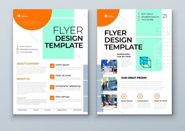 Broşür şablonu tasarımı. Şirket yıllık raporu, katalog, dergi, broşür modeli. Soyut düz biçimli yaratıcı modern arka plan uçucu kavramı