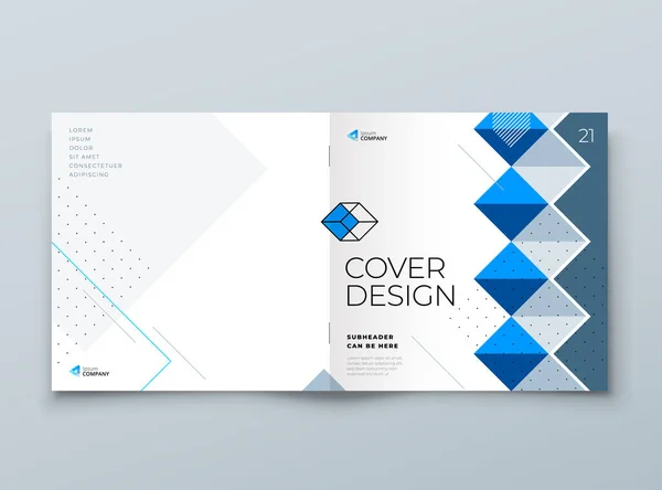 Projeto de layout de modelo de folheto quadrado. Relatório anual de negócios corporativos, catálogo, revista, flyer mockup. Conceito de fundo moderno criativo em forma de estilo plano abstrato — Vetor de Stock