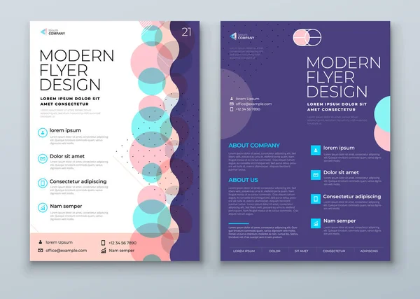 Schéma de présentation du modèle de prospectus. Rapport annuel d'entreprise, catalogue, magazine, maquette de prospectus. Concept de flyer de fond moderne créatif en forme abstraite de style plat — Image vectorielle