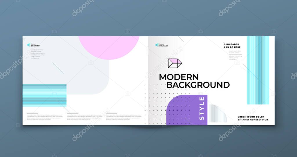 Horizontal Brochure template layout design. Landscape Corporate business annual report, catalog, magazine, flyer mockup. Creative modern background concept in abstract flat style shape