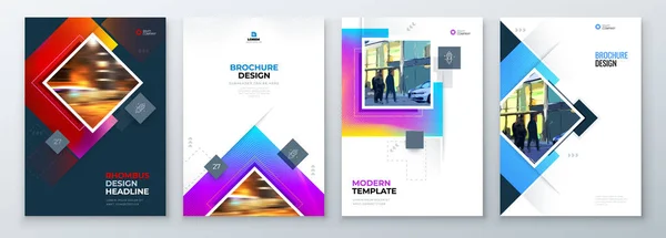 Brochure Cover Background Design. Corporate Template Layout for Business Annual Report, Catalog, Magazine or Flyer Mockup. Creative Modern Bright Concept with Square Rhombus Shapes. Vector Background. — Stock Vector