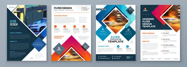 Конструкция шаблона флаера. Corporate Business Flyer, Brochure, Annual Report, Catcamp, Magazine Mockup. Креативный современный яркий флаер с квадратными шапками — стоковый вектор