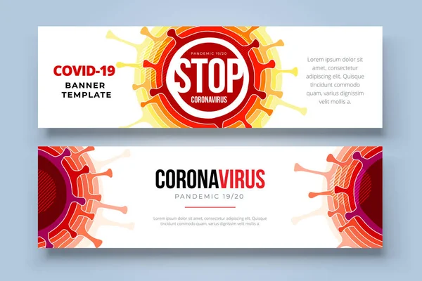 Coronavirus COVID-19 SARS-CoV-2 Media społecznościowe Baner na tle koloru. Zapobieganie zakażeniom wirusem. Śmiertelny typ wirusa 2019-nCoV. Ilustracja wektora mikrobów koronawirusowych — Wektor stockowy
