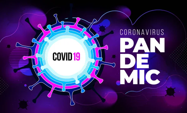 Coronavirus COVID-19 SARS-CoV-2 sobre un fondo futurista púrpura. Infecciones virales métodos de prevención infografías. Tipo mortal de virus 2019-nCoV. Coronavirus microbio vector ilustración — Vector de stock
