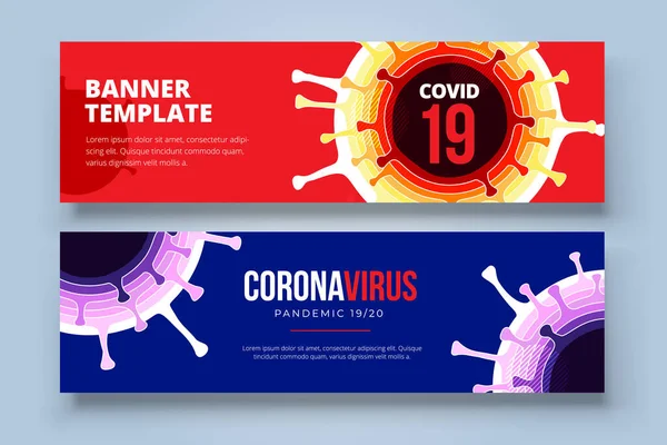 Coronavirus COVID-19 SARS-CoV-2 Social media Banner op een kleurachtergrond. Virusinfecties voorkomen. Dodelijk type virus 2019-nCoV. Coronavirus microbe vector illustratie — Stockvector