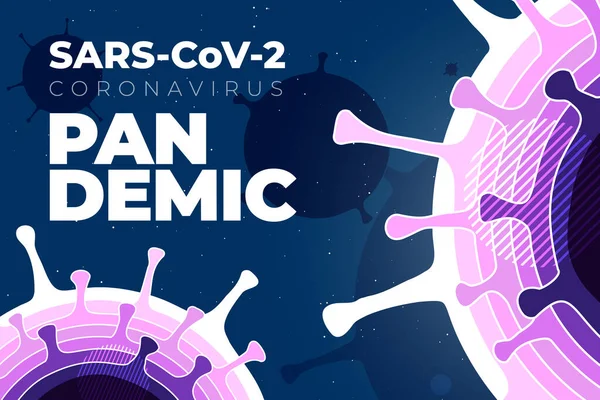 Coronavirus COVID-19 SARS-CoV-2 dengan latar belakang futuristik biru. Metode pencegahan infeksi virus infografis. Jenis virus yang mematikan 2019-nCoV. Ilustrasi vektor mikroba Coronavirus - Stok Vektor