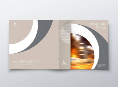 Minimum biege geometrik tasarımı olan kare kapak. Square Brochure, Placard, Report, Poster, Flyer, Banner vs. için modern soyut arkaplan. Eps10 vektör şablonu.