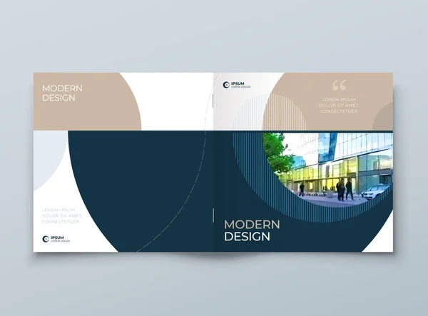 Square Cover med minimal biege geometrisk design. Modern abstrakt bakgrund för Square Brochure, Placard, Rapport, Affisch, Flyer, Banner etc. Mall för vektor för Eps10. — Stock vektor