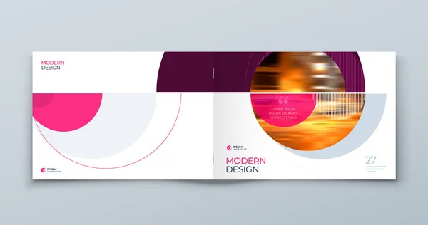 風景最小限のピンクの幾何学的なデザインでカバー。水平パンフレット、プラカード、レポート、ポスター、フライヤー、バナーなどの近代的な抽象的な背景。Eps10ベクトルテンプレート. — ストックベクタ