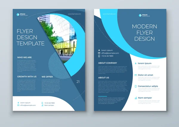 Flyer met minimaal cyaan blauw geometrisch ontwerp. Moderne abstracte achtergrond voor Brochure, Placard, Poster, Flyer, Banner etc. template voor vectorflyer Eps10. — Stockvector