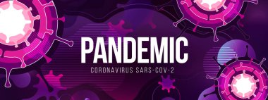 Coronavirus COVID-19 SARS-CoV-2 Sosyal medya Afişi. Virüs enfeksiyonlarını önleme. Ölümcül virüs türü 2019-nCoV. Coronavirus mikrop vektör çizimi