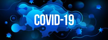 Coronavirus COVID-19 SARS-CoV-2 Sosyal medya Afişi. Virüs enfeksiyonlarını önleme. Ölümcül virüs türü 2019-nCoV. Coronavirus mikrop vektör çizimi