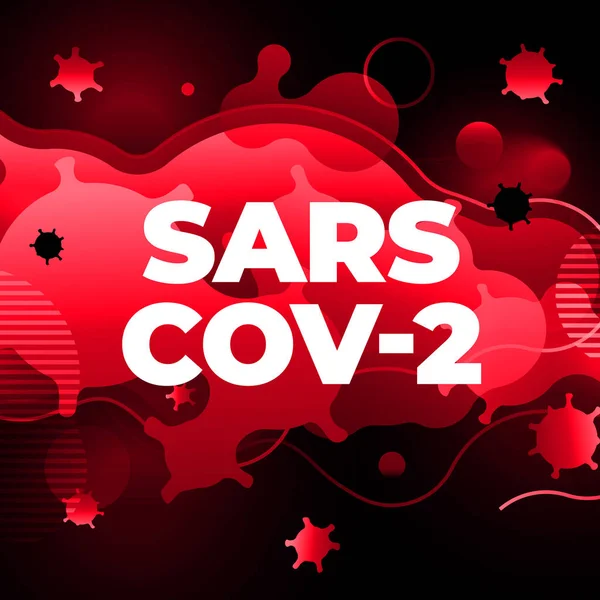 Coronavirus COVID-19 SARS-CoV-2 Banner de mídia social em um fundo vermelho. Prevenção de infecções por vírus. Tipo mortal de vírus 2019-nCoV. Ilustração do vetor micróbio do coronavírus — Vetor de Stock