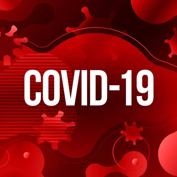 Coronavirus COVID-19 SARS-CoV-2 Közösségi média banner piros alapon. Vírusfertőzések megelőzése. Halálos típusú vírus 2019-nCoV. Coronavirus mikroba vektor illusztráció — Stock Vector