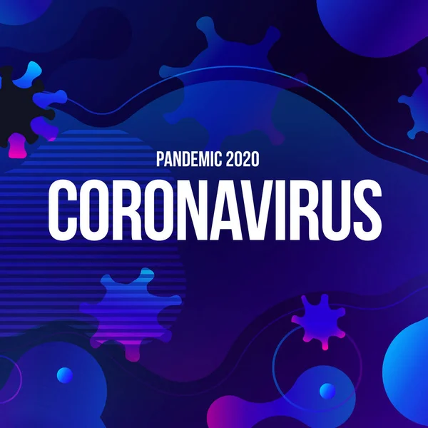 Coronavirus COVID-19 SARS-CoV-2 Social media Banner σε μπλε φόντο. Πρόληψη λοιμώξεων από ιούς. Θανατηφόρος τύπος ιού 2019-nCoV. Εικονογράφηση διανύσματος του ιού του Coronavirus — Διανυσματικό Αρχείο