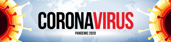 Coronavirus COVID-19 SARS-CoV-2 Banner de mídia social em um fundo de cor. Prevenção de infecções por vírus. Tipo mortal de vírus 2019-nCoV. Ilustração do vetor micróbio do coronavírus —  Vetores de Stock