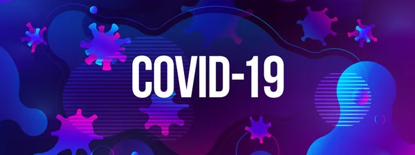 Coronavirus COVID-19 SARS-CoV-2 Social media Banner dengan latar belakang warna. Pencegahan infeksi virus. Jenis virus yang mematikan 2019-nCoV. Ilustrasi vektor mikroba Coronavirus - Stok Vektor