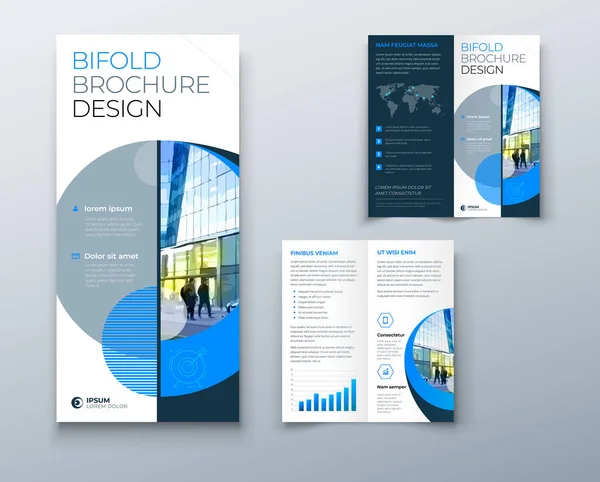 Bi vouw brochure of flyer ontwerp met cirkel. Creatief concept flyer of brochure. — Stockvector