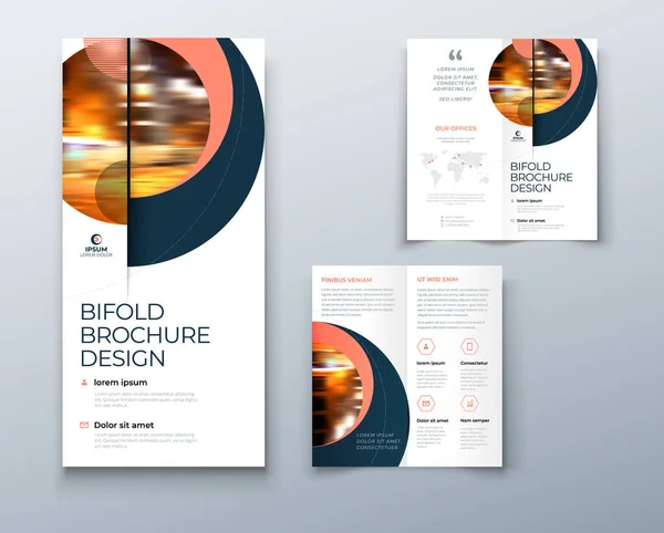 Bi fold brochure or flyer design with circle. Creative concept flyer or brochure. — Stock Vector