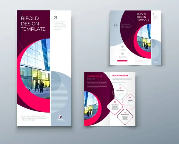 Brochure pieghevole bi o design volantino con cerchio. Concetto creativo volantino o brochure . — Vettoriale Stock