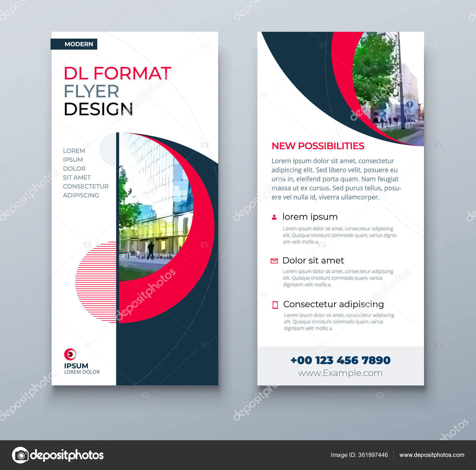 Dl Flyer Design Red Business Template For Dl Flyer Layout With Modern Circle Photo And Abstract Background Creative Flyer Or Brochure Concept Stock Vector Image By C Greatbergens 361997446