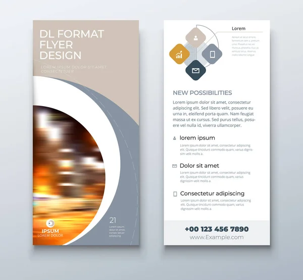 DL Flyer ontwerp. Koraal business template voor dl flyer. Indeling met moderne cirkelfoto en abstracte achtergrond. Creatieve flyer of brochure concept. — Stockvector
