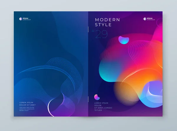 Liquid Abstract Cover Hintergrunddesign. Fluid Dynamic Graphic Element für moderne Broschüren, Banner, Poster, Flyer oder Präsentationsvorlagen mit Linienmuster. Farbe Flow Frame Illustration. — Stockvektor