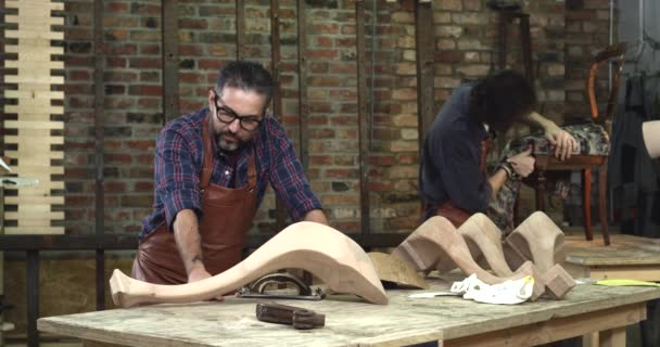 Gabinete fabricante es feliz con su trabajo — Vídeo de stock