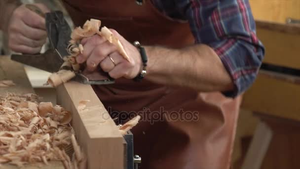 Joiner Planes Solid Wood His Workshop Cabinet Maker Planes Beech — Stock Video