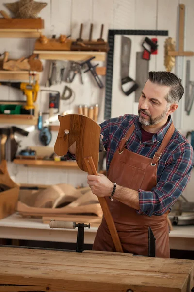 Caballo Madera Juguete Para Todos Los Tiempos Carpenter Trabaja Con — Foto de Stock