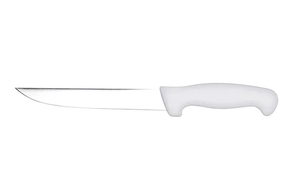 Grande faca de cozinha com uma alça de plástico no fundo branco — Fotografia de Stock