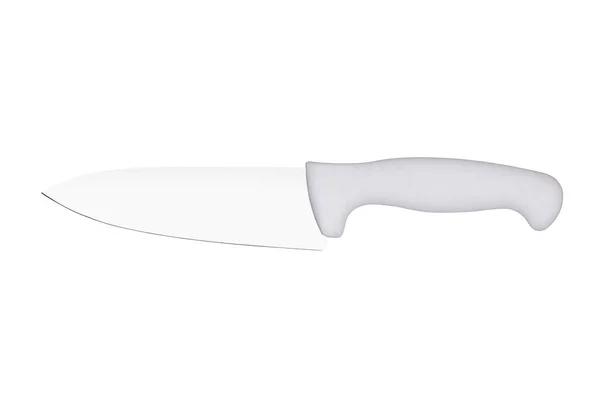 Cuchillo de cocina grande con mango de plástico sobre fondo blanco — Foto de Stock