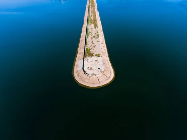 Aerial view of breakwater at sea, mole, pier, cutwater — Stock Photo, Image