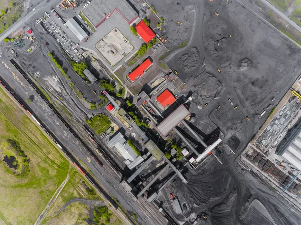 Panorama aerial view shot of coal processing plant, industrial production — Stock Photo, Image