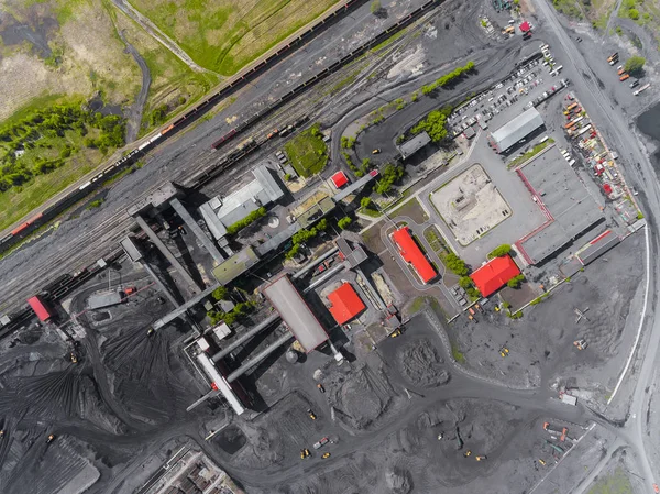 Panorama aerial view shot of coal processing plant, industrial production — Stock Photo, Image